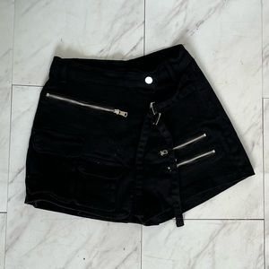 Booty shorts side flap for skirt illusion